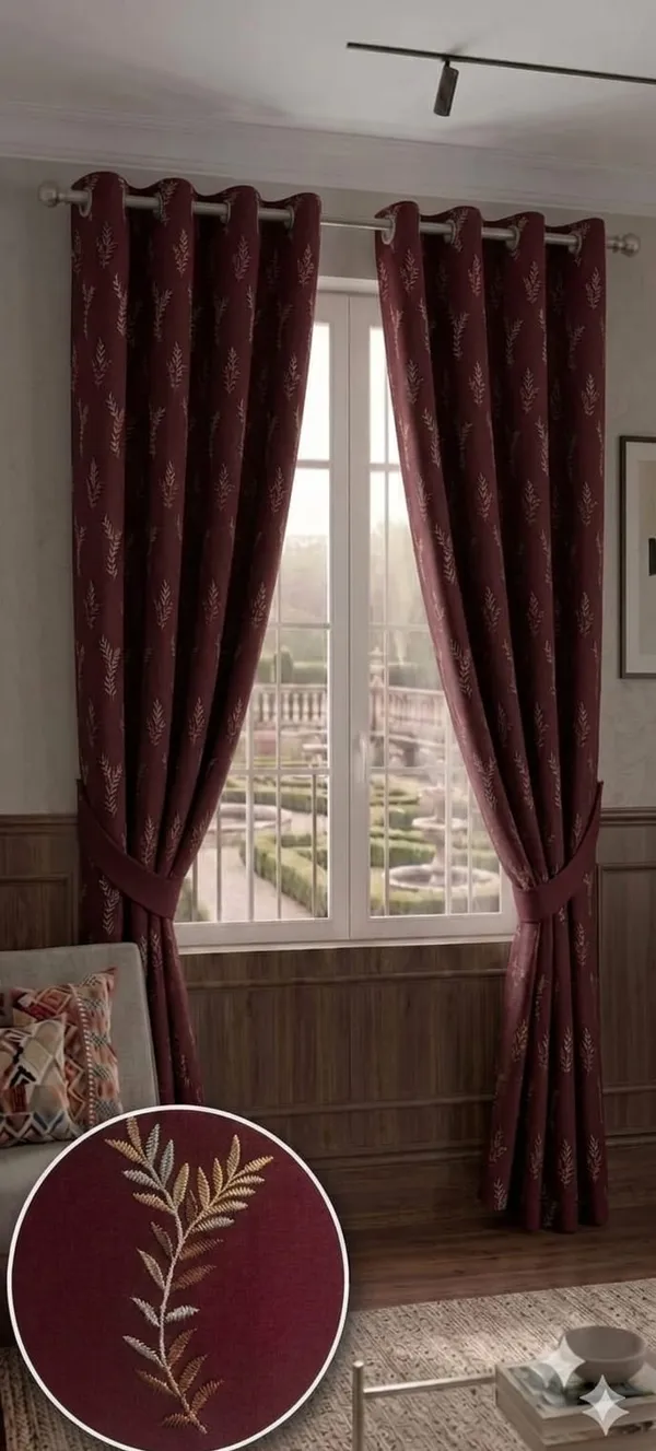 Fabric_Contemporary_Leaf_Pattern_Eyelet_Curtains