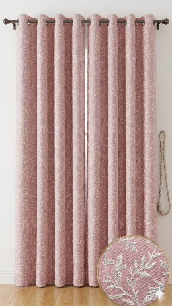 Pink_Floral_Print_Eyelet_Curtain