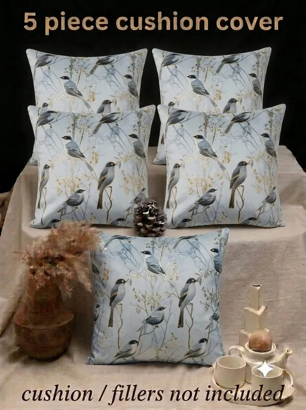 Velvet_Bird_Print_Cushion_Cover_Set_Of_5