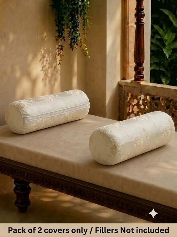Cream_Floral_Print_Bolster_Cushion_Covers_Pack_Of_2