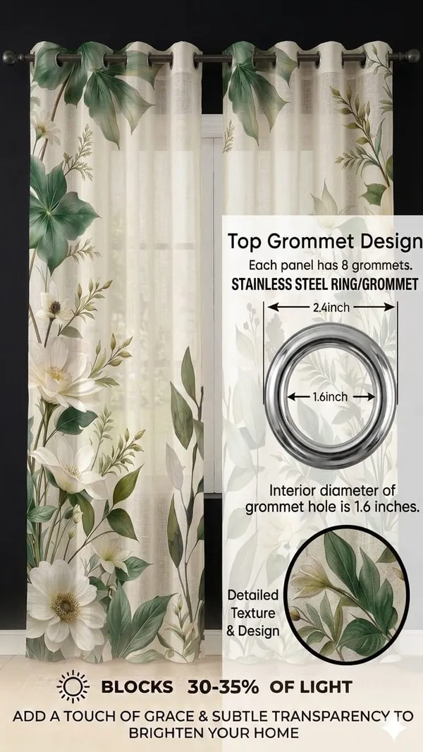 Botanical_Floral_Print_Grommet_Curtain_Panels