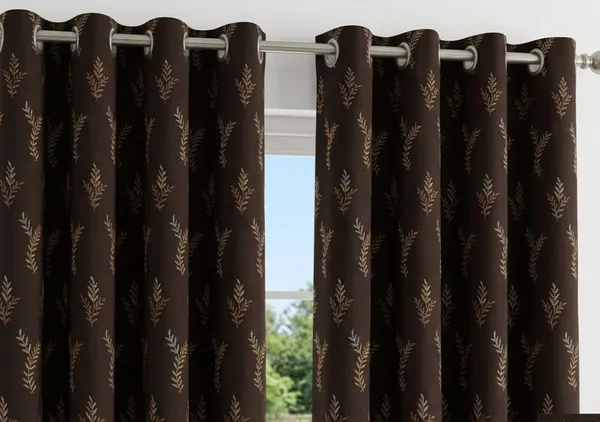 Brown_Leaf_Print_Eyelet_Curtain