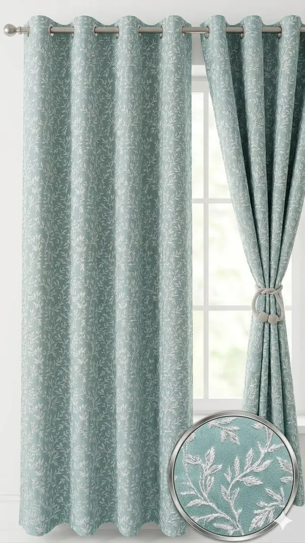 Fabric_Floral_Print_Eyelet_Window_Curtain