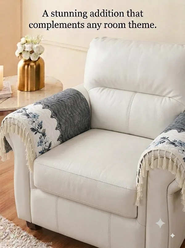 Grey_Fabric_Floral_Print_Sofa_Armrest_Covers