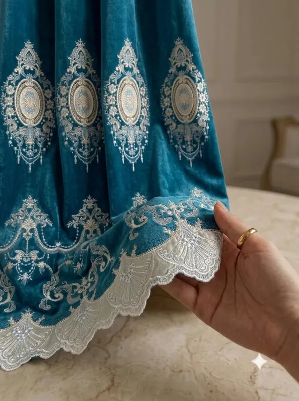 Teal_Velvet_Ornate_Pattern_Curtain