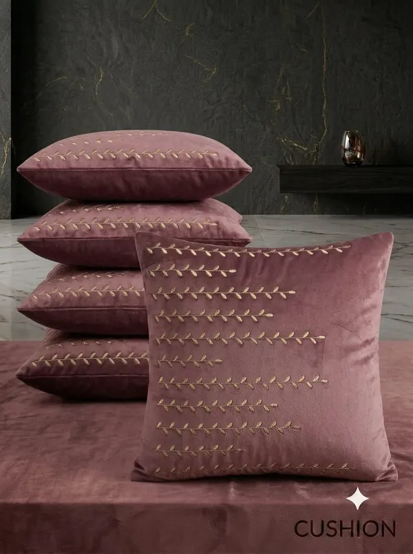 Purple_Embroidered_Leaf_Pattern_Cushion_Cover