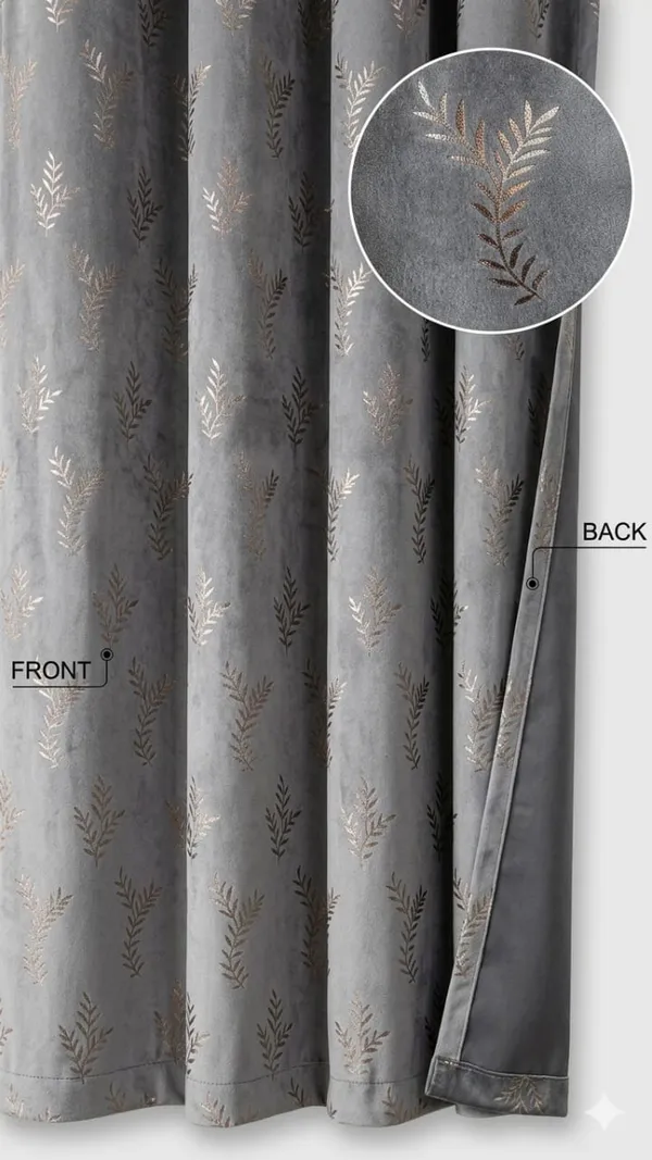 Grey_Embroidered_Leaf_Pattern_Curtain