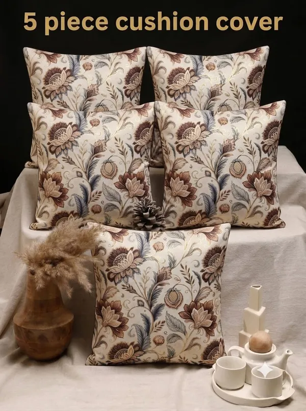 Fabric_Floral_Print_5_Piece_Cushion_Cover_Set