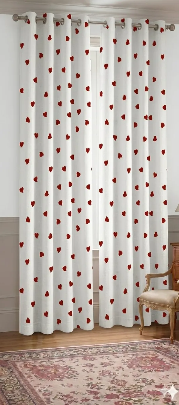 Fabric_Romantic_Heart_Print_Curtain