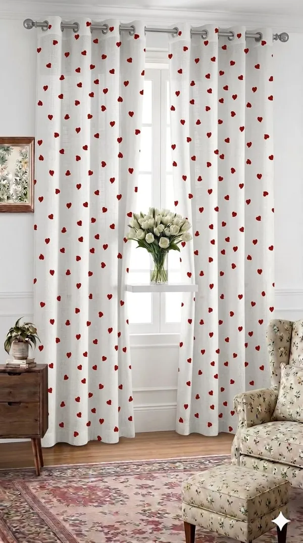 Fabric_Romantic_Heart_Print_Curtain