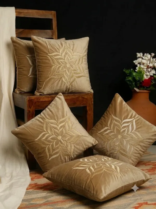 Beige_Embroidered_Floral_16x16_Inch_Cushion_Covers