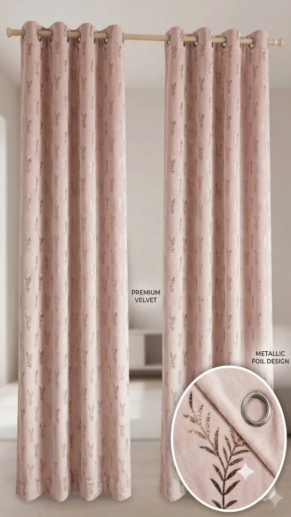 Pink_Floral_Print_Blackout_Curtain