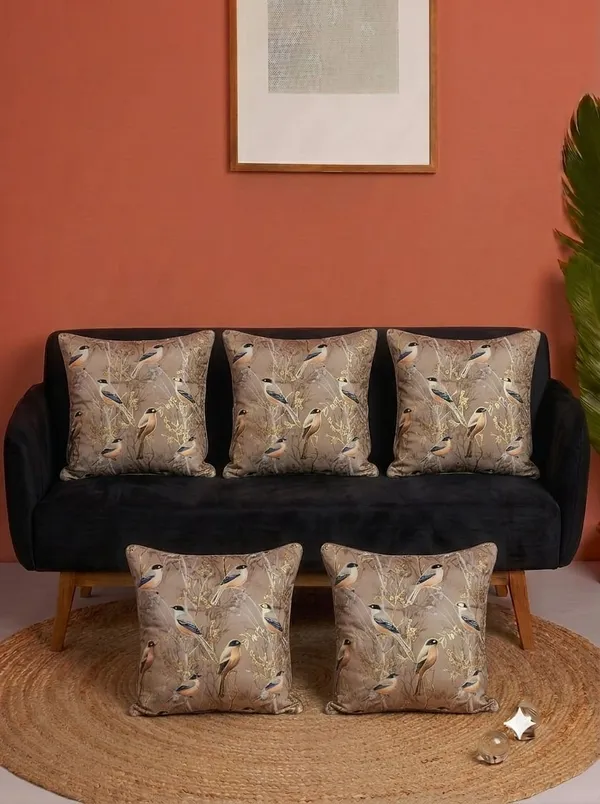 Beige_Decorative_Bird_Print_Cushion_Covers