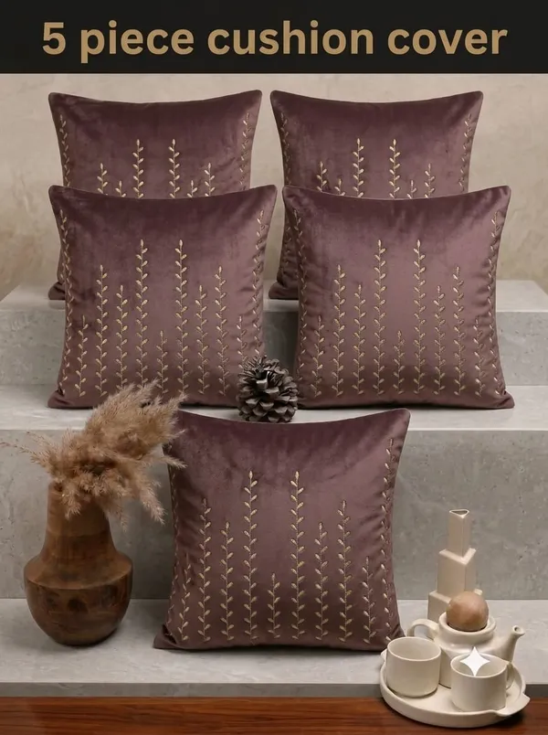 Purple_Embroidered_Leaf_Pattern_Cushion_Cover