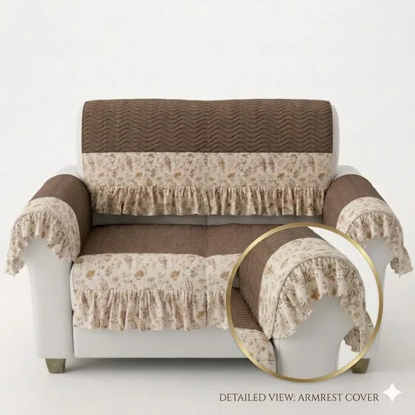 Brown_Floral_Print_2_Seater_Sofa_Cover_Set