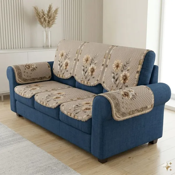 PRINTED_CHAMPA_BEIGE-5SEATER3+1+1-16PC