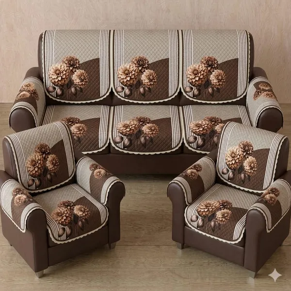 PRINTED_LILY_BROWN-5SEATER3+1+1-16PC