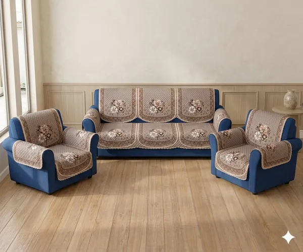 PRINTED_PANSY_BROWN-5SEATER3+1+1-16PC