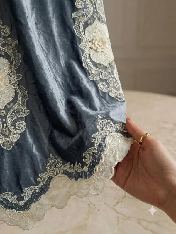 Grey_Velvet_Embroidered_Saree_For_Women