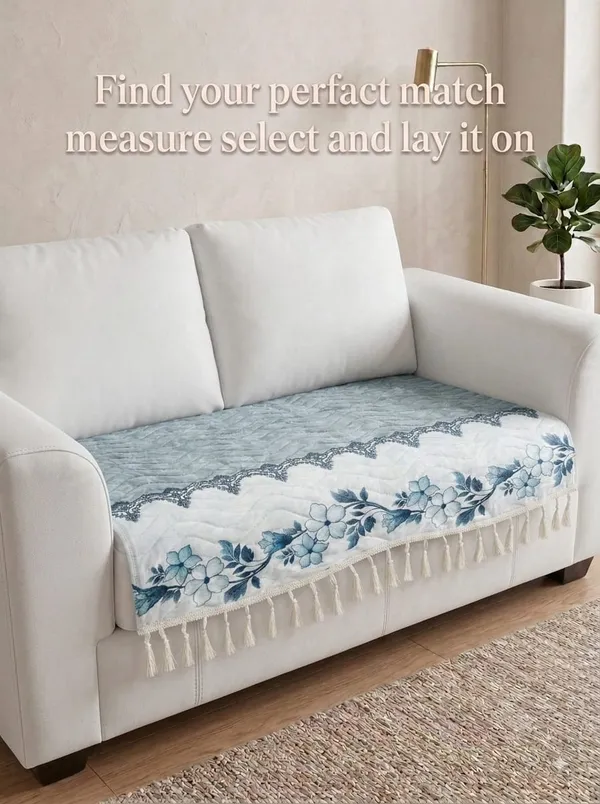 Quilted_Floral_Print_Blue_White_Sofa_Seat_Cover