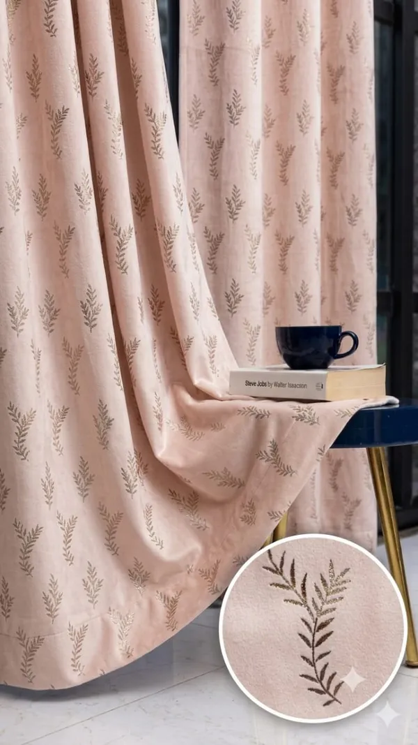 Pink_Floral_Print_Blackout_Curtain