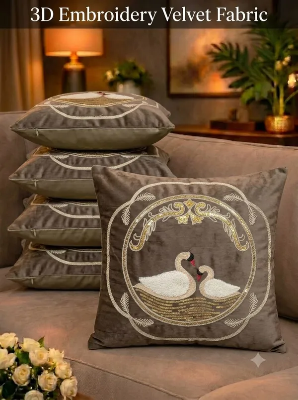 Grey_Velvet_Embroidered_Set_Of_5_Cushion_Covers