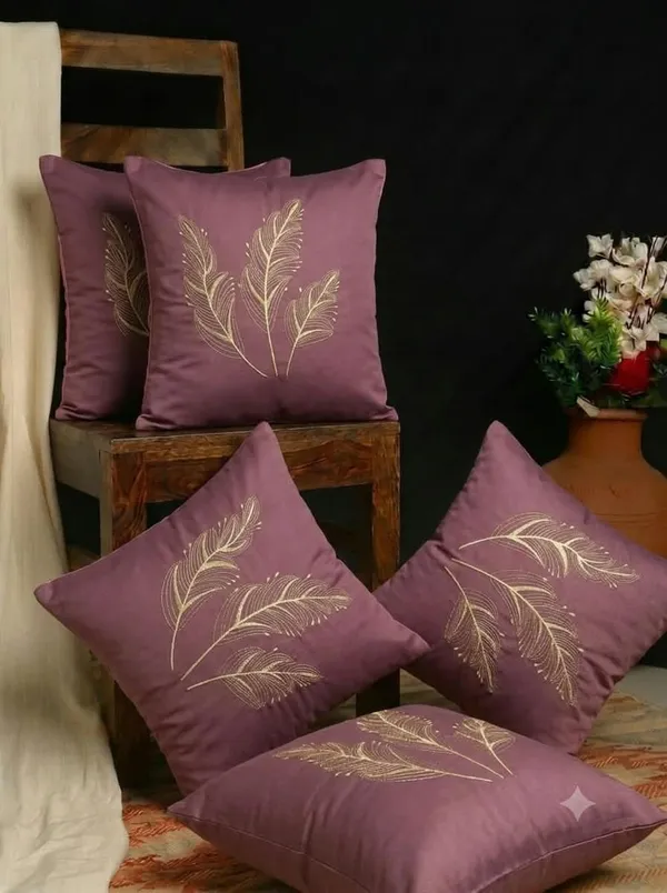 Velvet_Embroidered_Feather_Pack_Of_5_Cushion_Covers