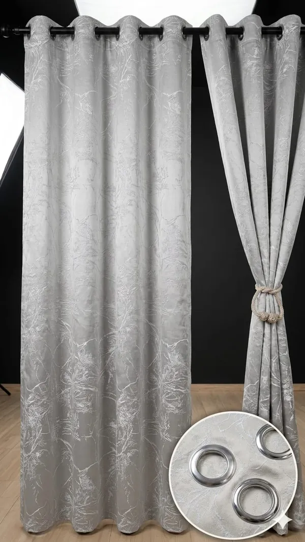 Fabric_Modern_Textured_Silver_Grommet_Window_Curtain