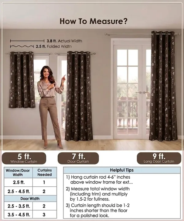 Brown_Floral_Print_Window_Curtains