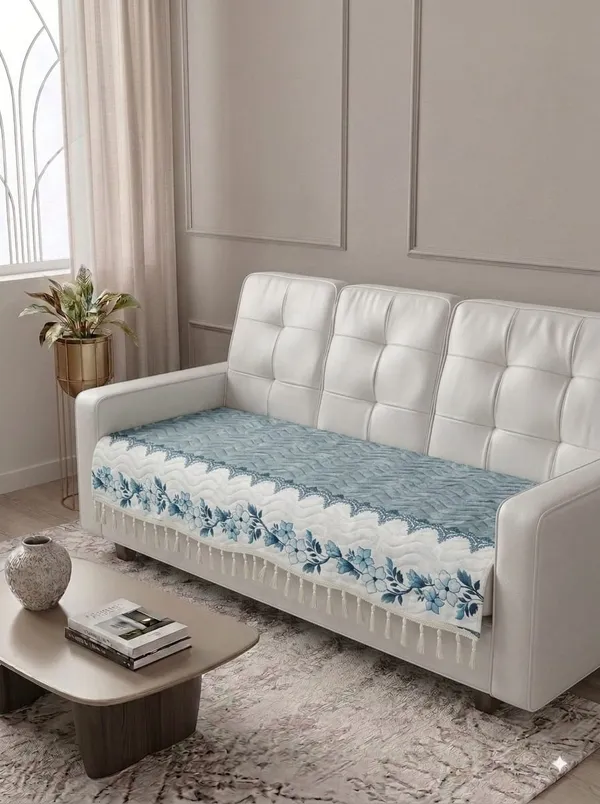 Blue_Quilted_Floral_Print_Single_Sofa_Seat_Cover