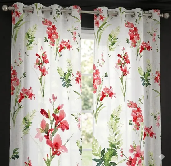 White_Floral_Print_Eyelet_Window_Curtains