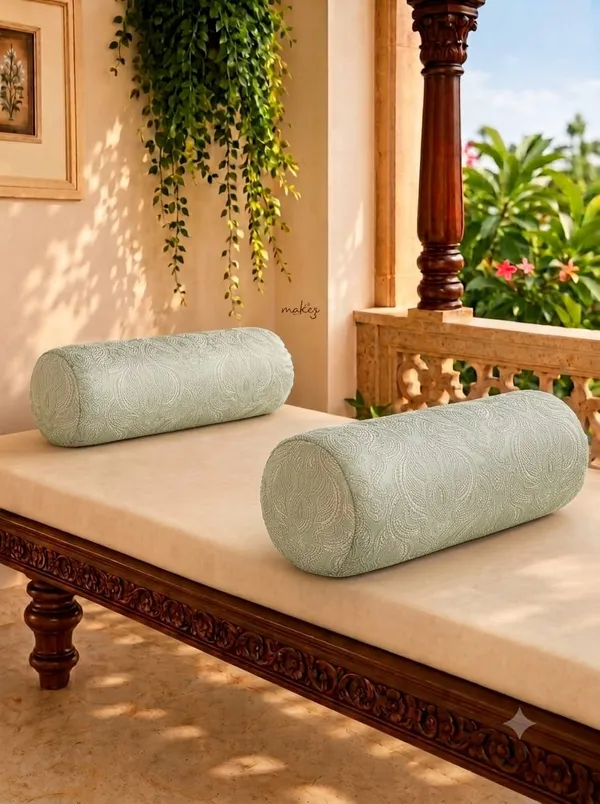 Green_Poly_Cotton_Bolster_Cover_For_Home_Decor_(Pack_of_2)