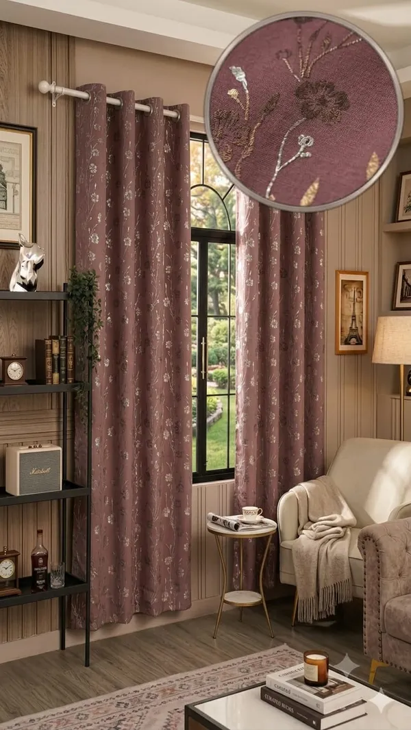 Jacquard_Floral_Print_Eyelet_Curtain