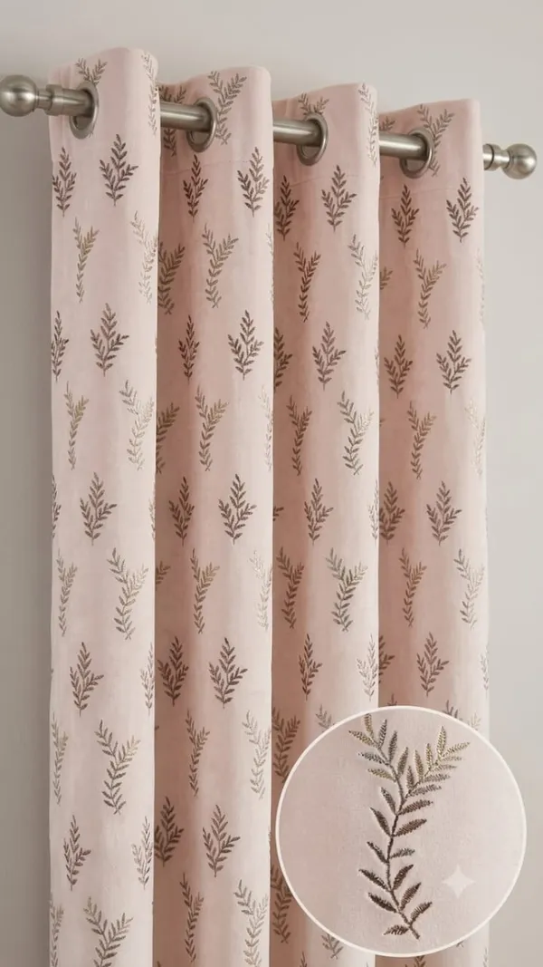 Pink_Floral_Print_Blackout_Curtain
