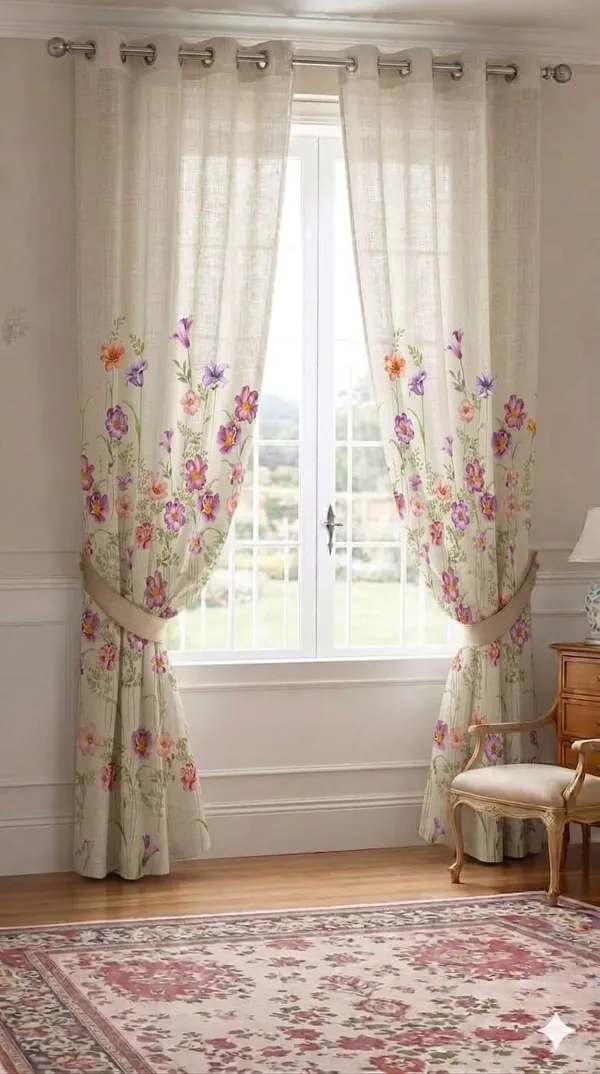 Sheer_Floral_Print_Eyelet_Window_Curtains
