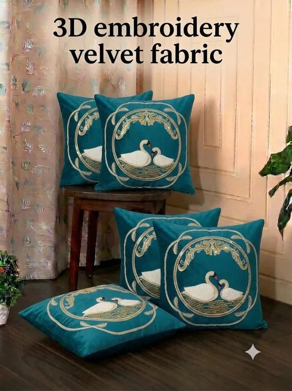 Velvet_Decorative_Swan_Embroidered_Cushion_Covers_Set_Of_5
