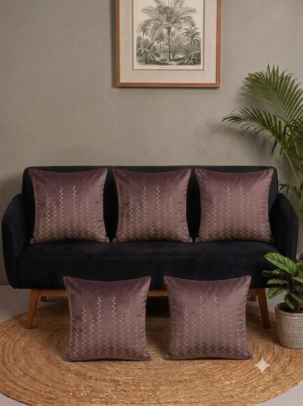 Purple_Embroidered_Leaf_Pattern_Cushion_Cover