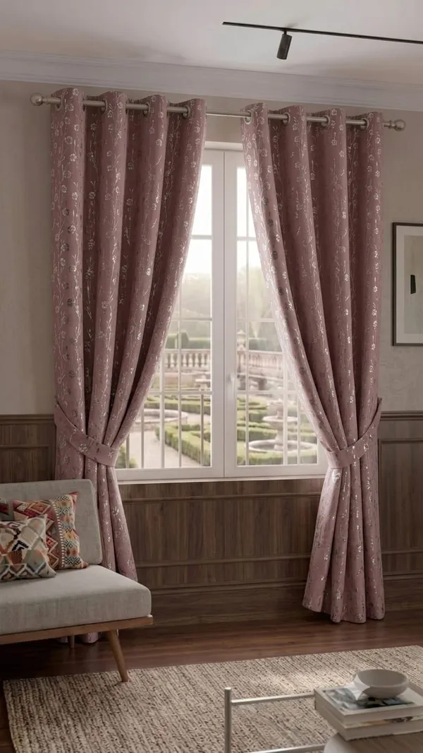 Jacquard_Floral_Print_Eyelet_Curtain