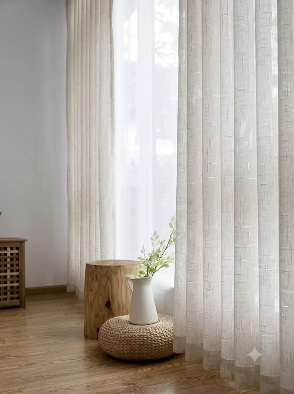 White_Sheer_Textured_Window_Curtain