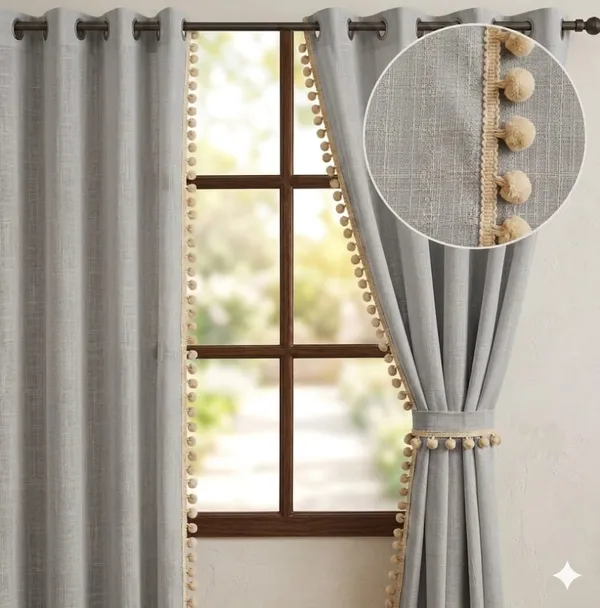 Linen_Bohemian_Solid_Pom_Pom_Curtain