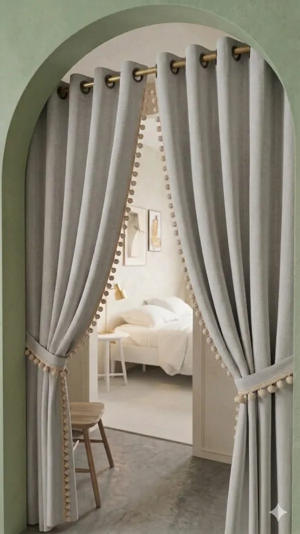 Linen_Bohemian_Solid_Pom_Pom_Curtain