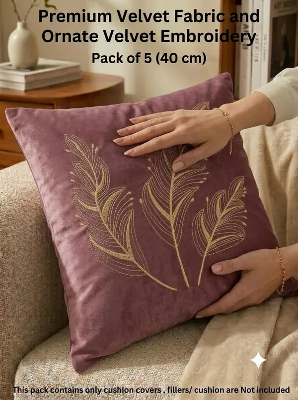 Velvet_Embroidered_Feather_Pack_Of_5_Cushion_Covers