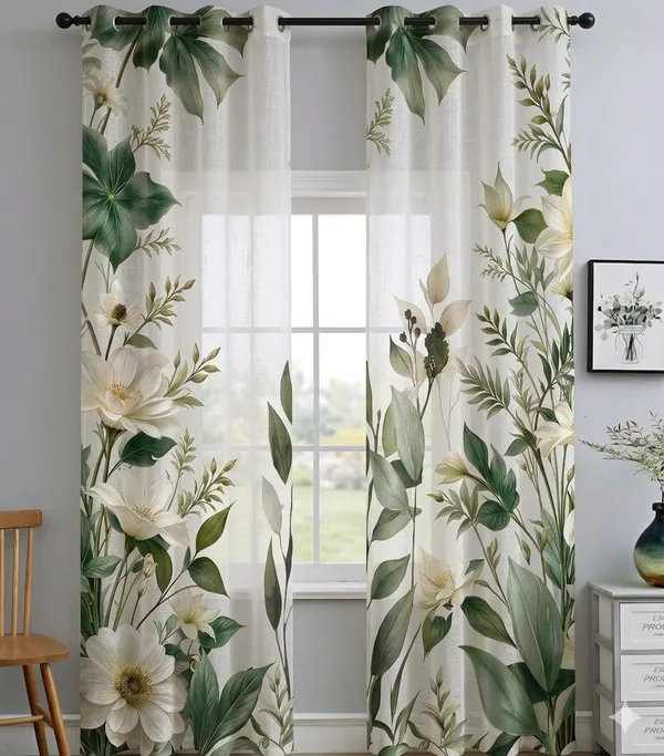 Botanical_Floral_Print_Grommet_Curtain_Panels