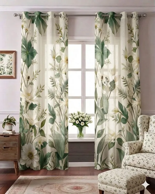 Botanical_Floral_Print_Grommet_Curtain_Panels