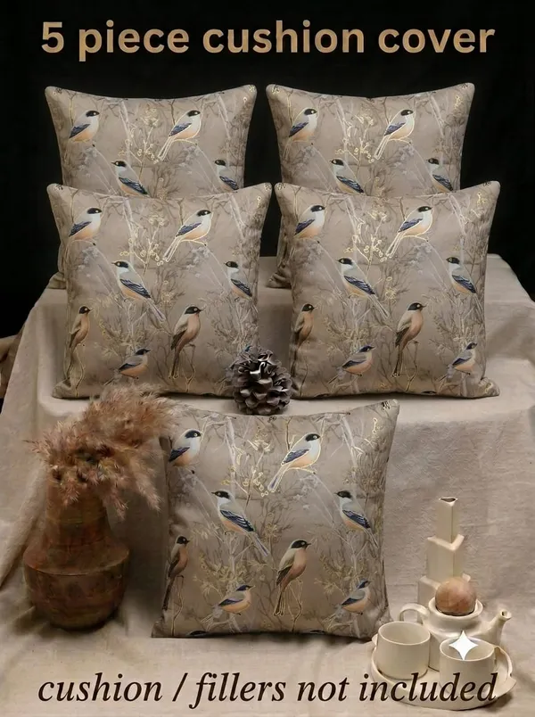 Beige_Decorative_Bird_Print_Cushion_Covers