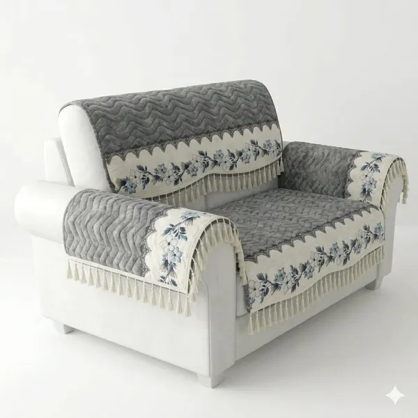 Grey_Velvet_Quilted_Floral_Print_5_Seater_Sofa_Cover_Set