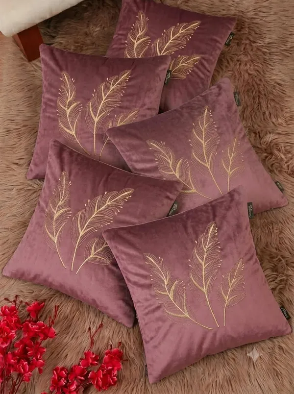 Velvet_Embroidered_Feather_Pack_Of_5_Cushion_Covers