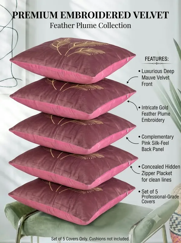 Velvet_Embroidered_Feather_Pack_Of_5_Cushion_Covers