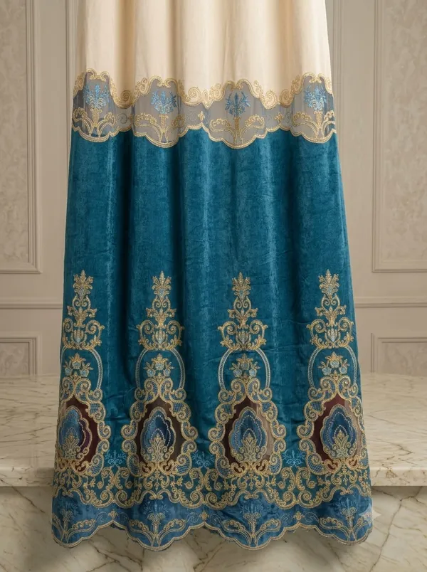 Blue_And_Cream_Ornate_Pattern_Eyelet_Curtain