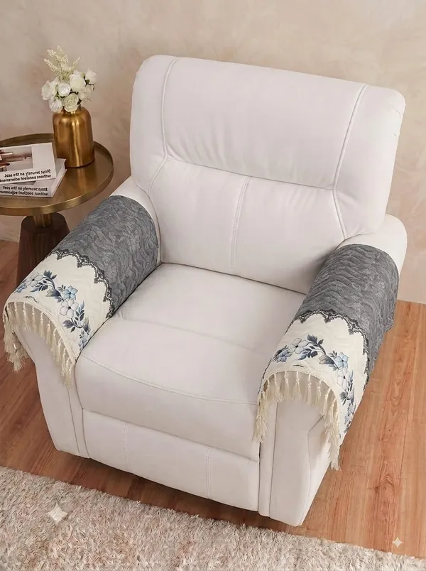 Grey_Fabric_Floral_Print_Sofa_Armrest_Covers